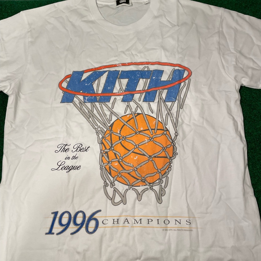 Kith White Tee with Blue and Orange Graphic